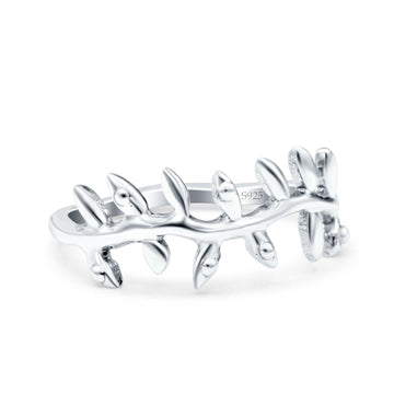 Leaves Oxidized Band Solid 925 Sterling Silver Thumb Ring (8.1mm)